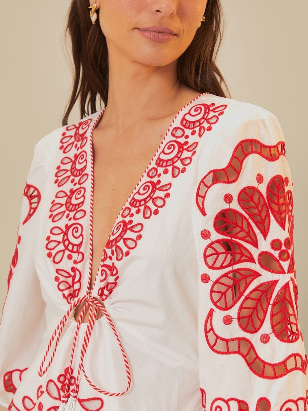 Farm Rio White Richelieu V Neck Maxi Dress - Picture 5 of 11